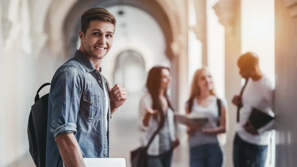 Students standing in the hallway