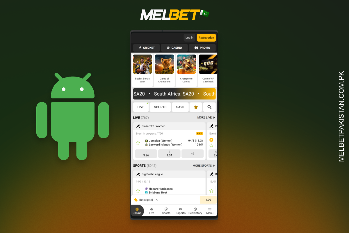Downloading Melbet APK for Android in Pakistan is simple and secure, providing full functionality and push notifications