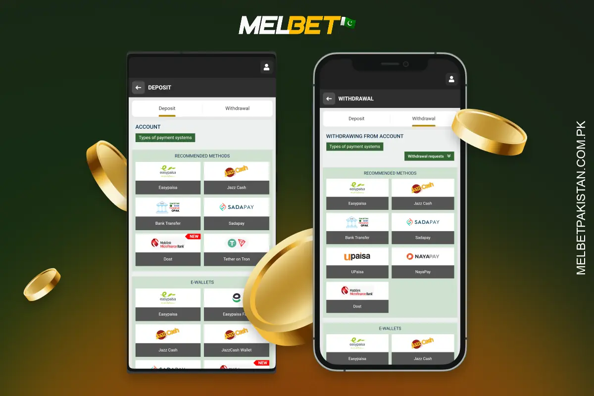 In the Melbet app, users from Pakistan can quickly and securely deposit and withdraw funds