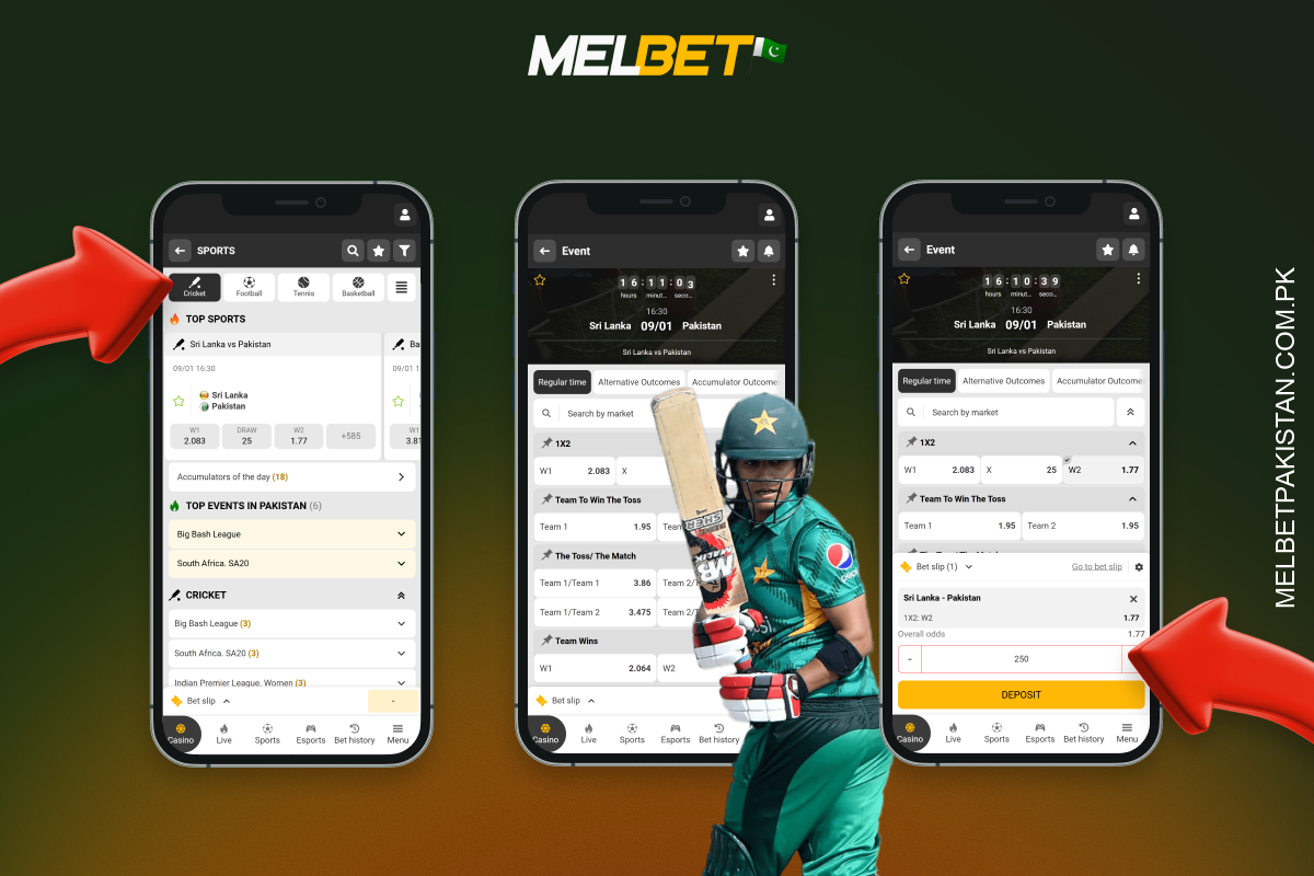 To place a bet on cricket at Melbet Pakistan, players simply need to select a match, set their prediction and stake amount, and confirm their bet
